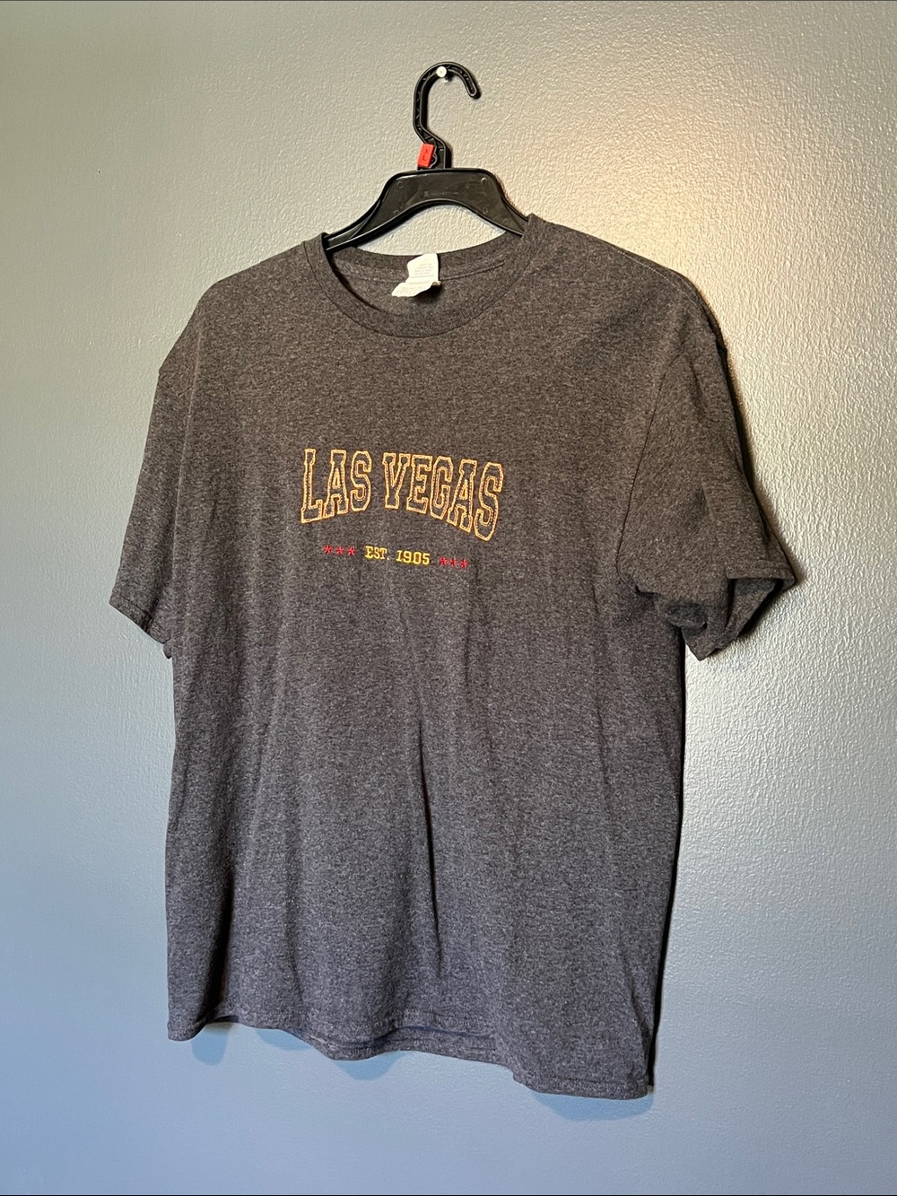 Las Vegas Embroidered T Shirt Delta Pro Weight Gray Adult Large Souvenir Tee